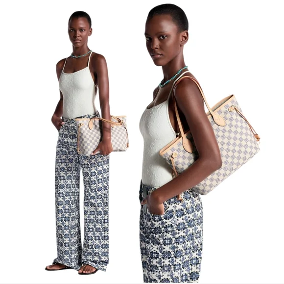 Rare! Like New! Authenticated LOUIS VUITTON N40605 Neverfull PM DAMIER AZUR - Picture 3 of 16